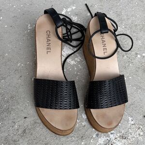 Chanel Woven Crepe Platform sandals